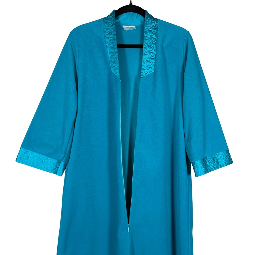 Vintage JCPenny Women’s Sateen Trim 3/4 Zip Short Housecoat Robe Size Small - Picture 6 of 11